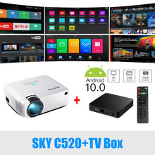Load image into Gallery viewer, BYINTEK C520 2020 latest Mini Projector,Portable LED for Cell Phone 1080P 3D 4K home movie theater (Optional Android 10 TV Box)