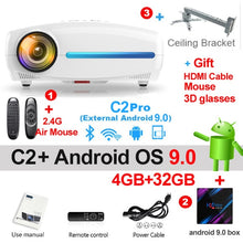 Load image into Gallery viewer, WZATCO C2 4K Full HD 1080P LED Projector Android 9.0 Wifi Smart Home Theater AC3 200inch Video Proyector with 4D Digital keyston