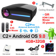 Load image into Gallery viewer, WZATCO C2 4K Full HD 1080P LED Projector Android 9.0 Wifi Smart Home Theater AC3 200inch Video Proyector with 4D Digital keyston