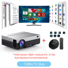 Load image into Gallery viewer, Touyinger T26L T26K 1080p LED full HD Projector Video beamer 5500 Lumen FHD 3D Home cinema HDMI ( Android 9.0 wifi AC3 optional)