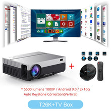 Load image into Gallery viewer, Touyinger T26L T26K 1080p LED full HD Projector Video beamer 5500 Lumen FHD 3D Home cinema HDMI ( Android 9.0 wifi AC3 optional)