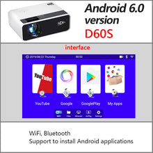 将图片加载到图库查看器,AUN HD Mini Projector D60/S 1280 x 720P,LED Android WiFi Projector Video Home theater 3D, Full HD Projector for Cinema