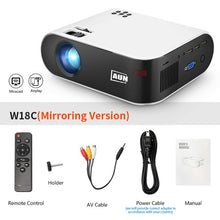 Load image into Gallery viewer, AUN MINI Projector W18, 2800 Lumens, 854x480P, Optional Wireless Sync Display For Phone (W18C), Customize your special Proyector