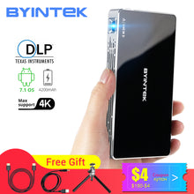 Load image into Gallery viewer, BYINTEK P10 smart android wifi mini pocket pico portable beamer led dlp lAsEr mobile projector For smartphone 4K 3D cinema