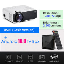 Load image into Gallery viewer, AUN 2020 Newest Mini LED Projector D50/s|480p/720p,Full HD 1080p Support| GYM Projector for Home Cinema|3D HDMI VGA