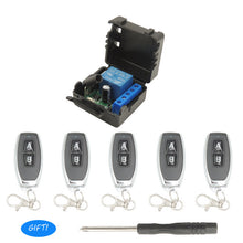 Load image into Gallery viewer, 433Mhz Universal Wireless Remote Switch Control DC 12V 1CH relay Receiver Module 5pieces RF Transmitter Lock Control Room Lights