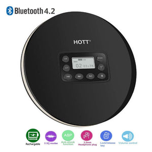HOTT 711T Bluetooth portable CD Player with Rechargeable Battery, LED display, personal CD walkman to enjoy music and audio book