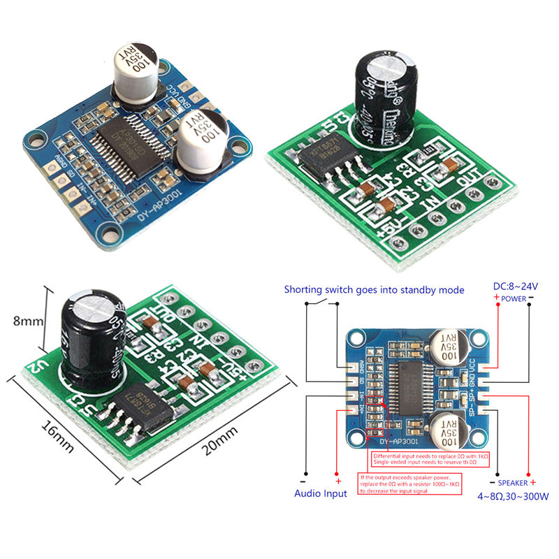 TPA3118 2x30W 8-26V DC Stereo audio Bluetooth Digital power Amplifier Board For diy Toys Model amplificador amplifiers D3-001