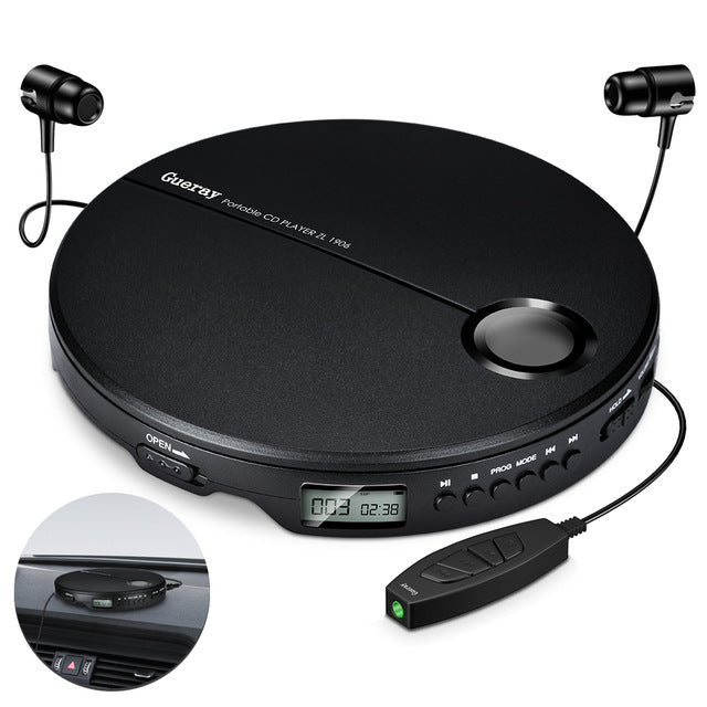 Portable CD Player with Earphones HiFi Music Compact Walkman Player Reproductor CD Anti-Shock Personal Car Music Disc Player