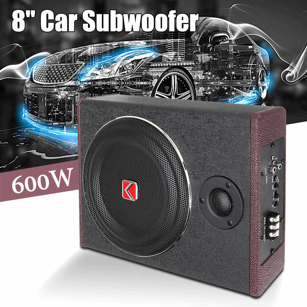 8 Inch 600W Car Speaker Active Subwoofer Car Under Seat Slim Sub Woofer AMP Super Bass Car Amplifier Subwoofers