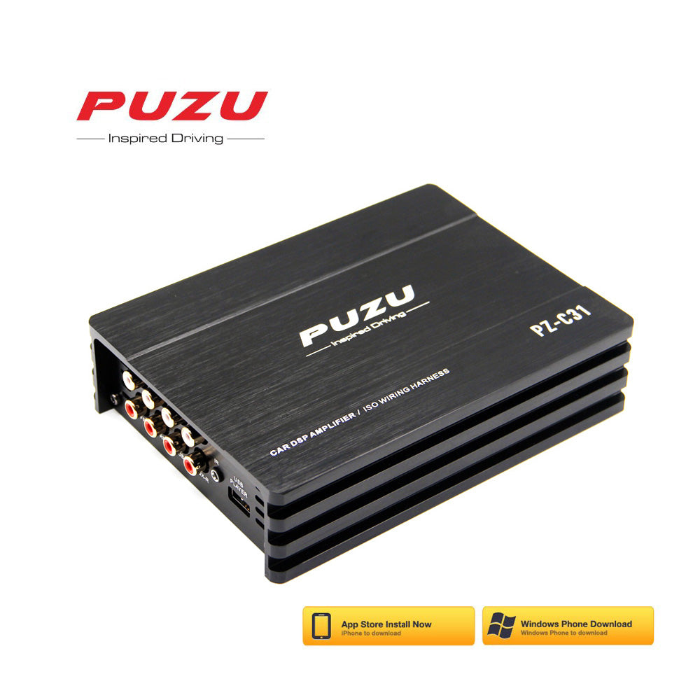 PUZU  ISO wiring harness cable Car DSP Amplifier 4X150W support PC tool 31 EQ  android APP bluetooth lossless USB music