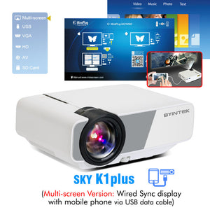 BYINTEK Mini Projector K1plus, Portable Home Theater Beamer,LED Proyector for Smartphone 1080P 3D 4K Cinema Stock in Brazil