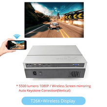 将图片加载到图库查看器，Touyinger T26L T26K 1080p LED full HD Projector Video beamer 5500 Lumen FHD 3D Home cinema HDMI ( Android 9.0 wifi AC3 optional)
