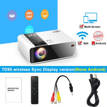 गैलरी व्यूवर में इमेज लोड करें, ThundeaL HD Mini Projector TD90 Native 1280 x 720P LED Android WiFi Projector Video Home Cinema 3D HDMI Movie Game Proyector
