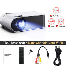 Laden Sie das Bild in den Galerie-Viewer, ThundeaL TD60 Mini Projector Portable WiFi Android 6.0 Home Cinema for 1080P Video Proyector 2400 Lumens Phone Video 3D Beamer
