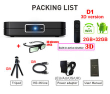 将图片加载到图库查看器，WZATCO D1 DLP 3D Projector 300inch Home Cinema support Full HD 1920x1080P,32GB Android 5G WIFI AC3 Video Beamer MINI Projector
