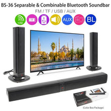 गैलरी व्यूवर में इमेज लोड करें, BS-36 Home Theater Surround Multi-function Bluetooth Soundbar Speaker with 4 Full Range Horns Support Foldable Split for TV/PC

