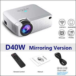AUN LED Mini Projector D40/W|Fast Delivery|Mirroring Screen Wireless For IOS/ Android Phone