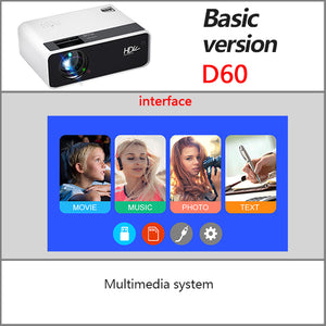 AUN HD Mini Projector D60/S 1280 x 720P,LED Android WiFi Projector Video Home theater 3D, Full HD Projector for Cinema