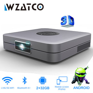 WZATCO D1 DLP 3D Projector 300inch Home Cinema support Full HD 1920x1080P,32GB Android 5G WIFI AC3 Video Beamer MINI Projector