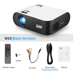 AUN MINI Projector W18, 2800 Lumens, 854x480P, Optional Wireless Sync Display For Phone (W18C), Customize your special Proyector