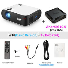 Load image into Gallery viewer, AUN MINI Projector W18, 2800 Lumens, 854x480P, Optional Wireless Sync Display For Phone (W18C), Customize your special Proyector
