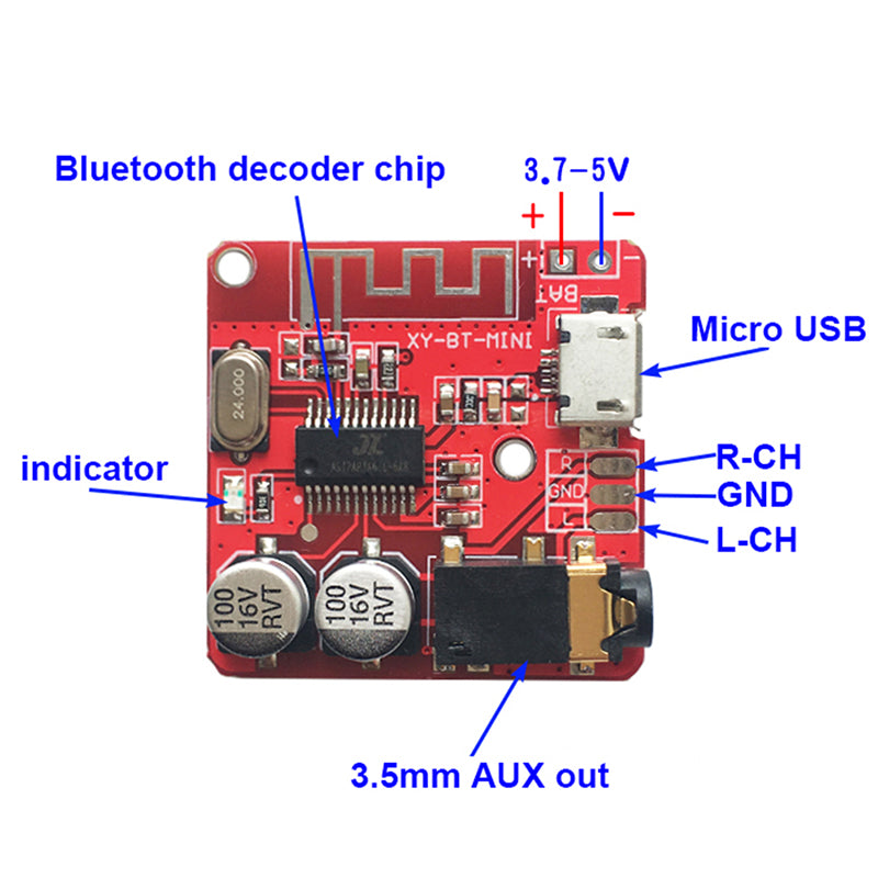 WirelessBluetooth Audio Receiver board Bluetooth 4.1 mp3 lossless decoder board Stereo Music Module 3.7-5V USB TF Card Interface