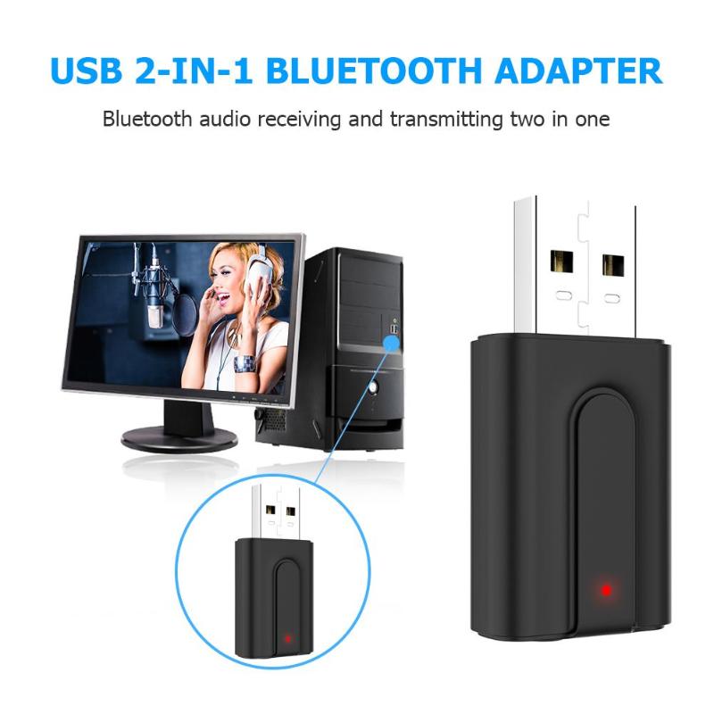 BT10 Bluetooth V 5.0 Transmitter Receiver USB 2 in 1 3.5mm Audio Receiving Transmit AUX Wireless Adapter for Computer Car Auto