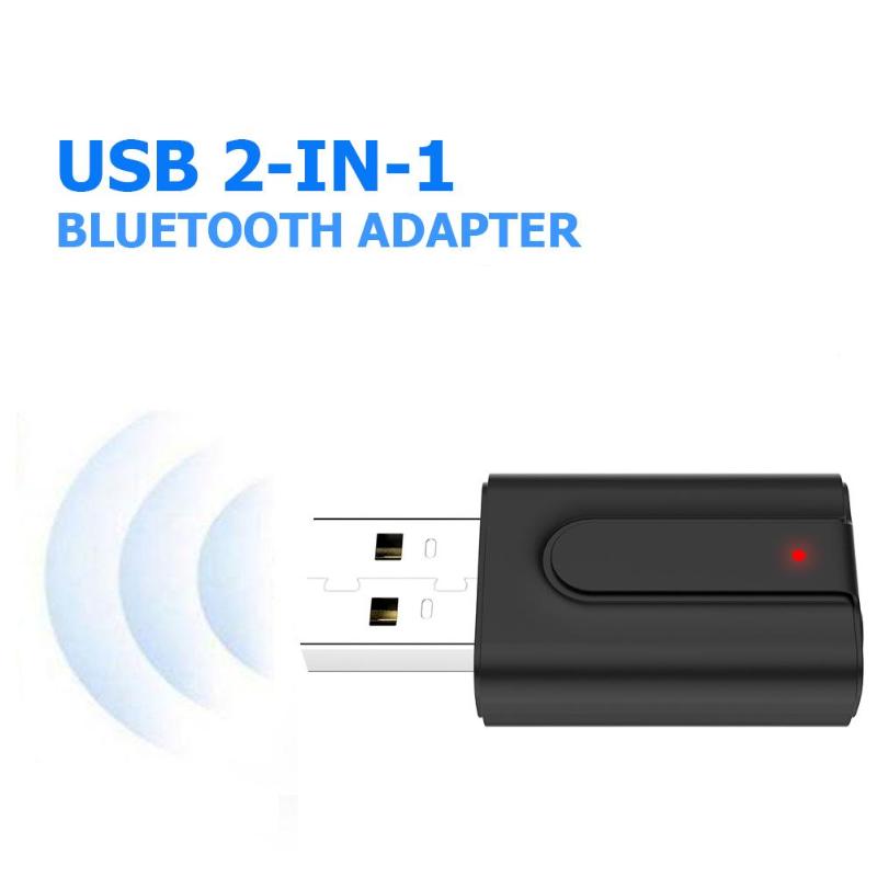 BT10 Bluetooth V 5.0 Transmitter Receiver USB 2 in 1 Audio Receiving AUX Wireless Adapter One-button Mode Switching