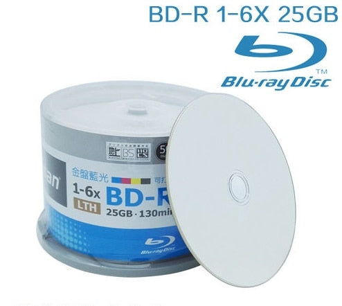 Free shipping 6x BDR 25g Blu-ray disc BD-R 25GB blank media 50pcs/lot pack in bags