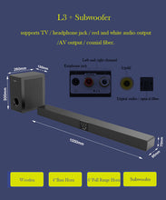 गैलरी व्यूवर में इमेज लोड करें, Amoi Series Soundbar wall pure wood speaker tv sound bar home theater Subwoofer Bluetooth 3D surround sound 12 horn Integrate
